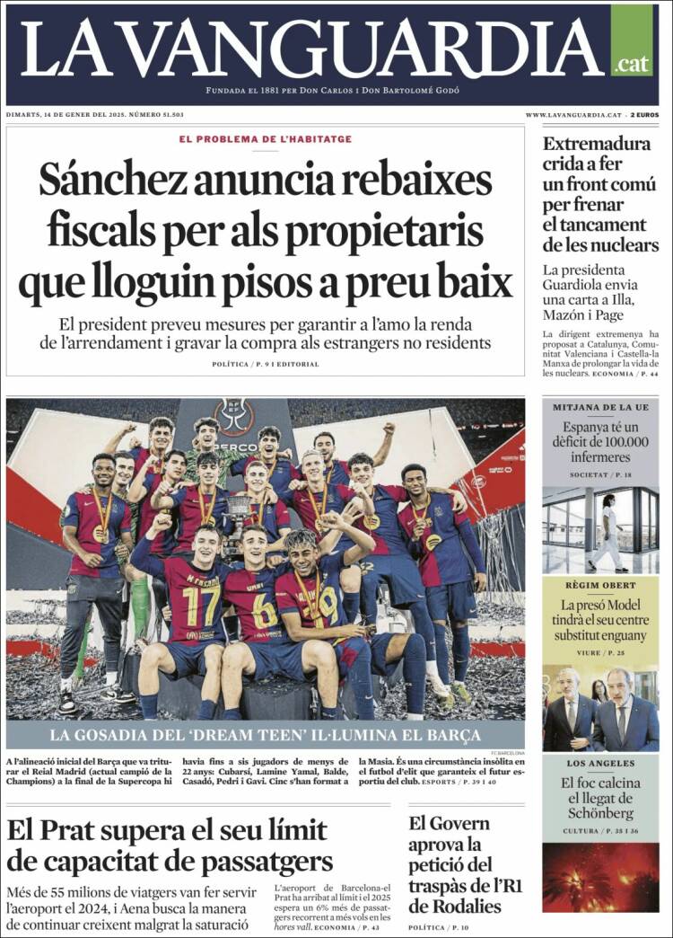 Portada de La Vanguardia (España)