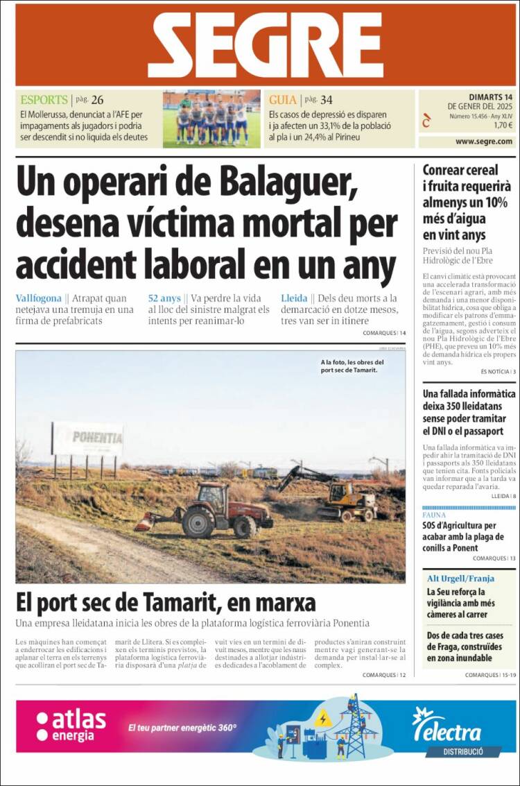 Portada de Segre (España)