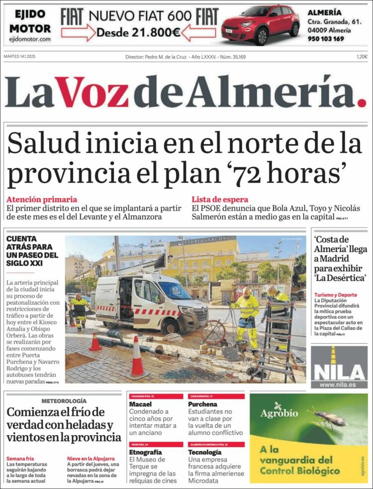 Portada de La Voz de Almería (España)