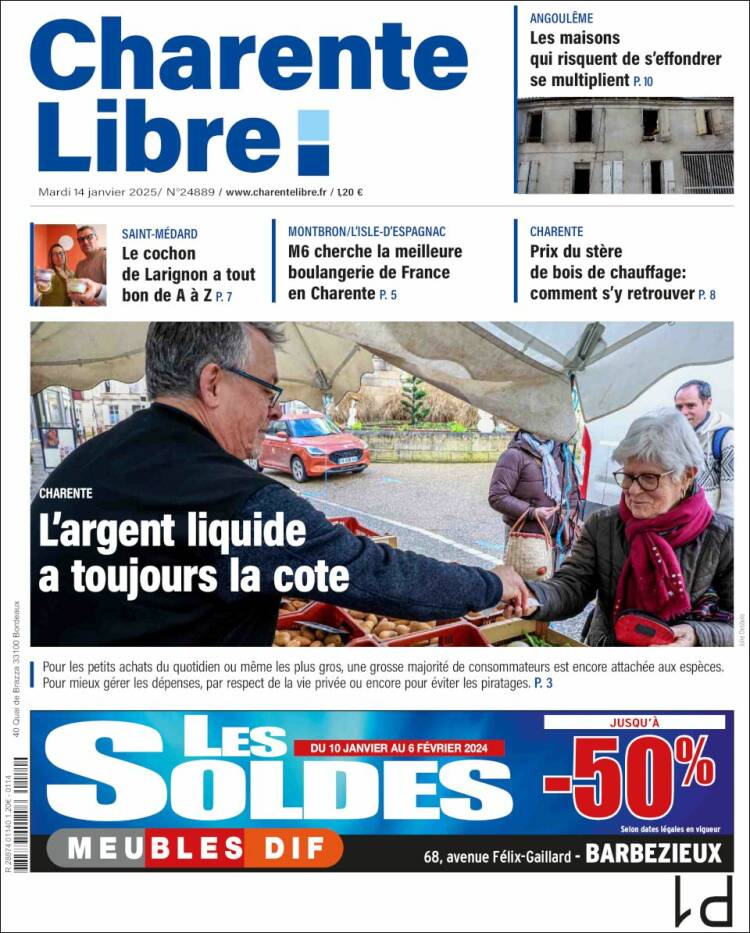 Portada de Charente Libre (Francia)