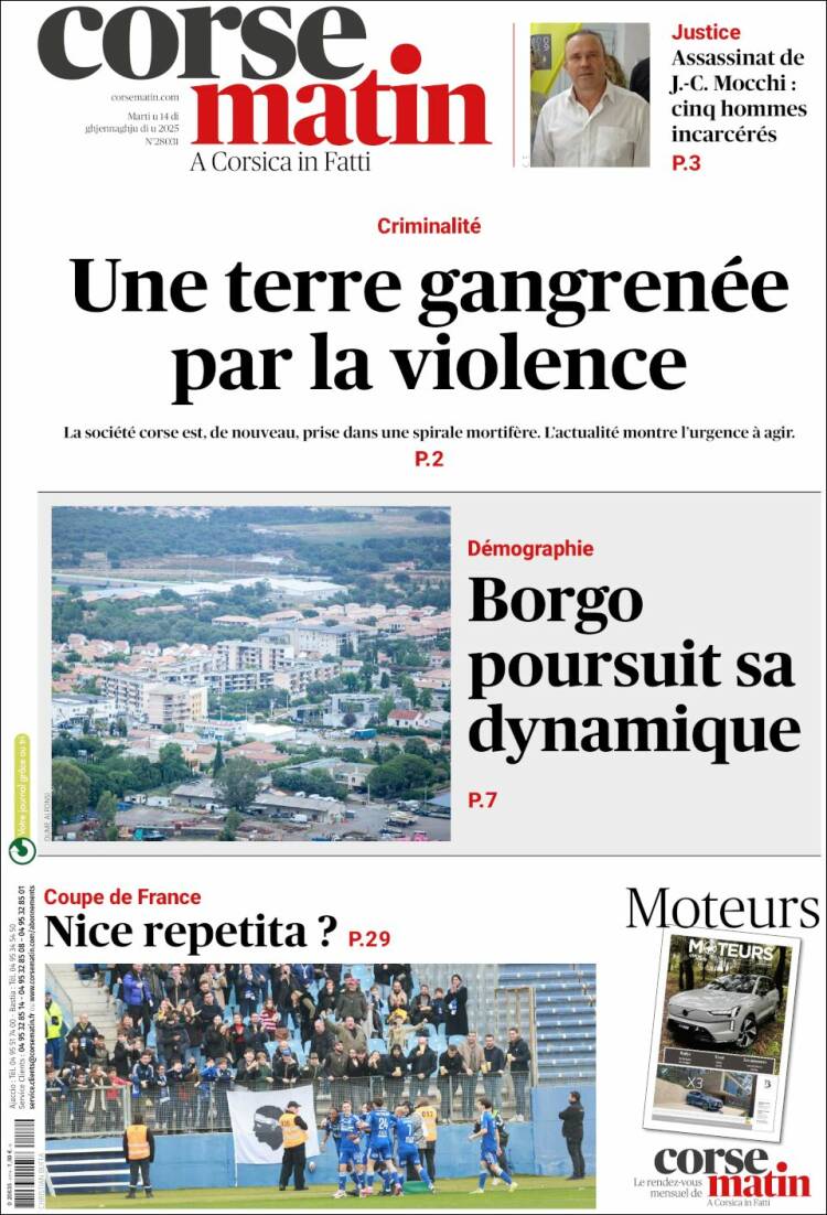 Portada de Corse-Matin (Francia)