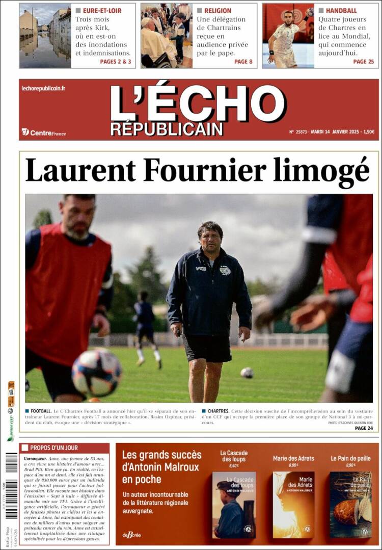 Portada de L'Echo Républicain (Francia)