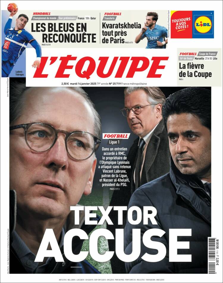 Portada de L'Equipe (Francia)