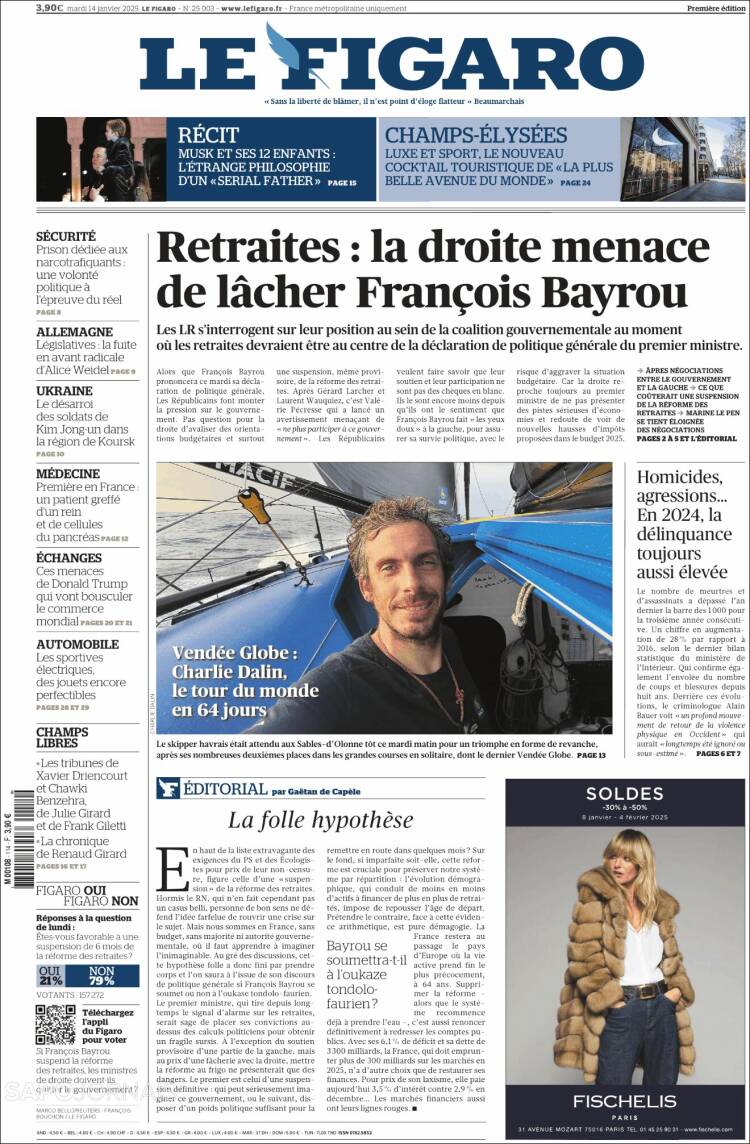 Portada de Le Figaro (Francia)