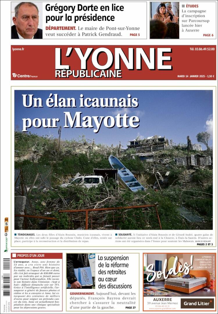 Portada de L'Yonne-Républicaine (Francia)