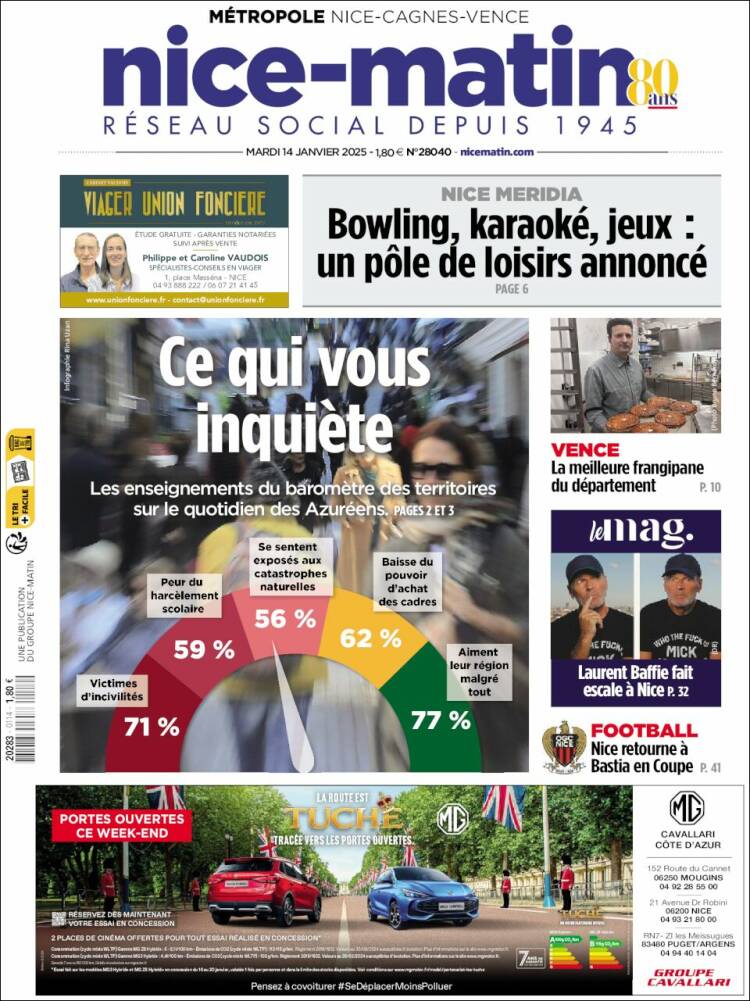 Portada de Nice-Matin (Francia)