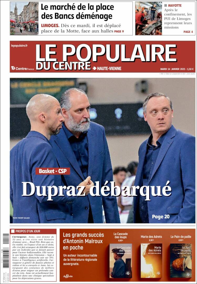 Portada de Le Populaire du Centre (Francia)