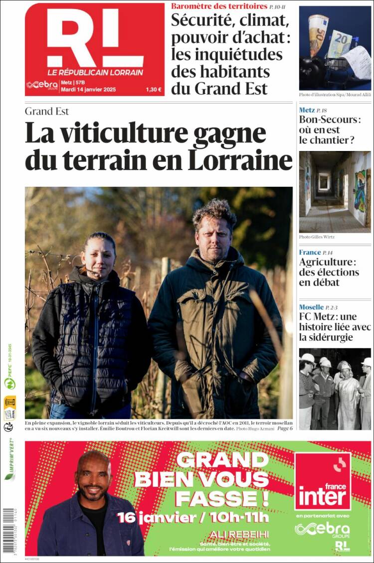 Portada de Le Republicain Lorrain (Francia)