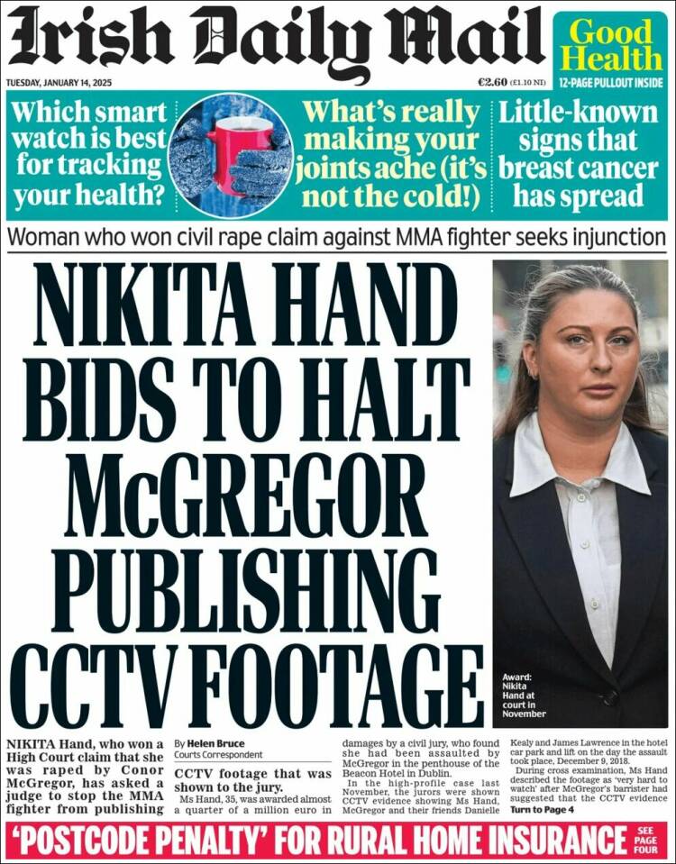 Portada de Irish Daily Mail (Irlanda)