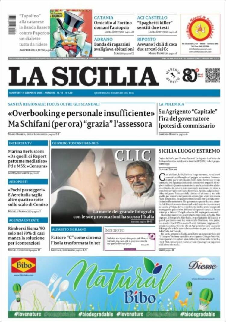 Portada de La Sicilia (Italia)