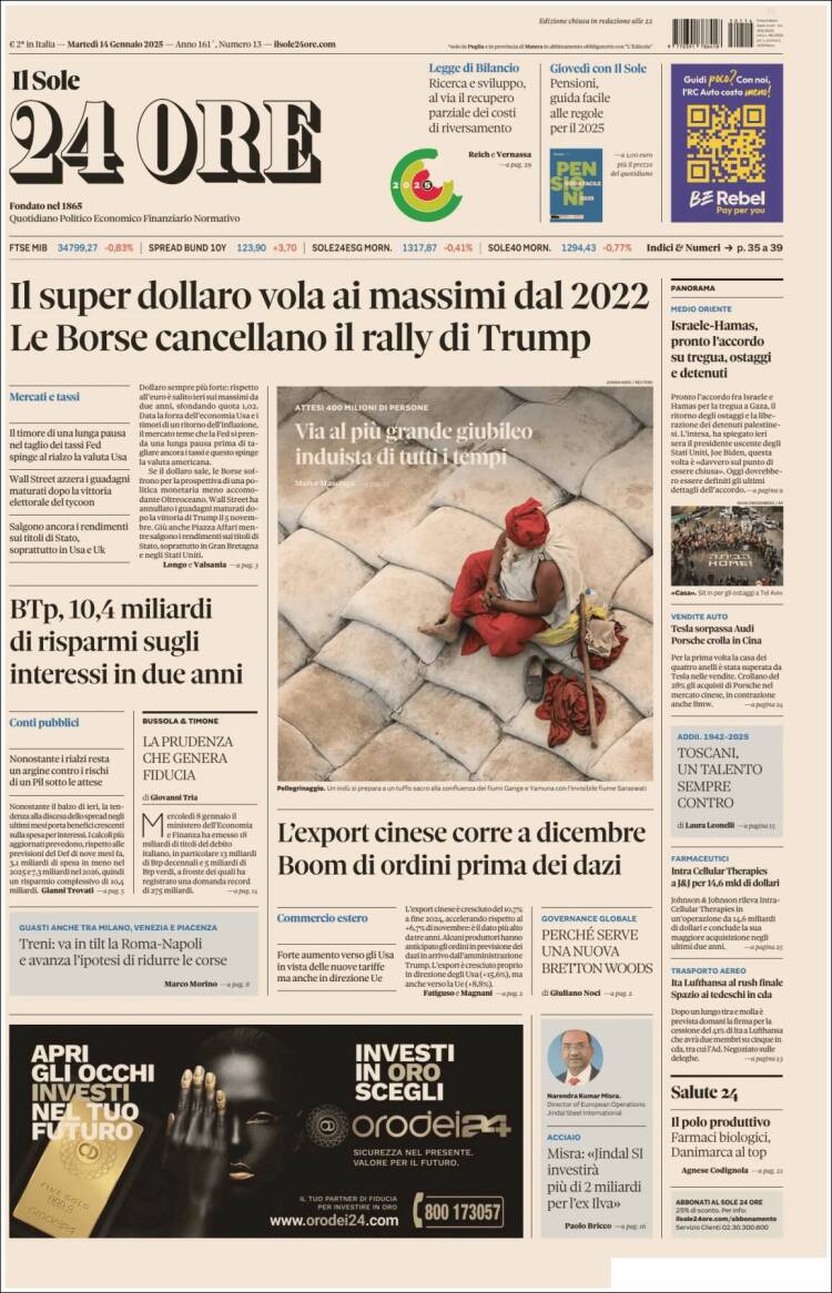 Portada de Il Sole 24 ORE (Italia)