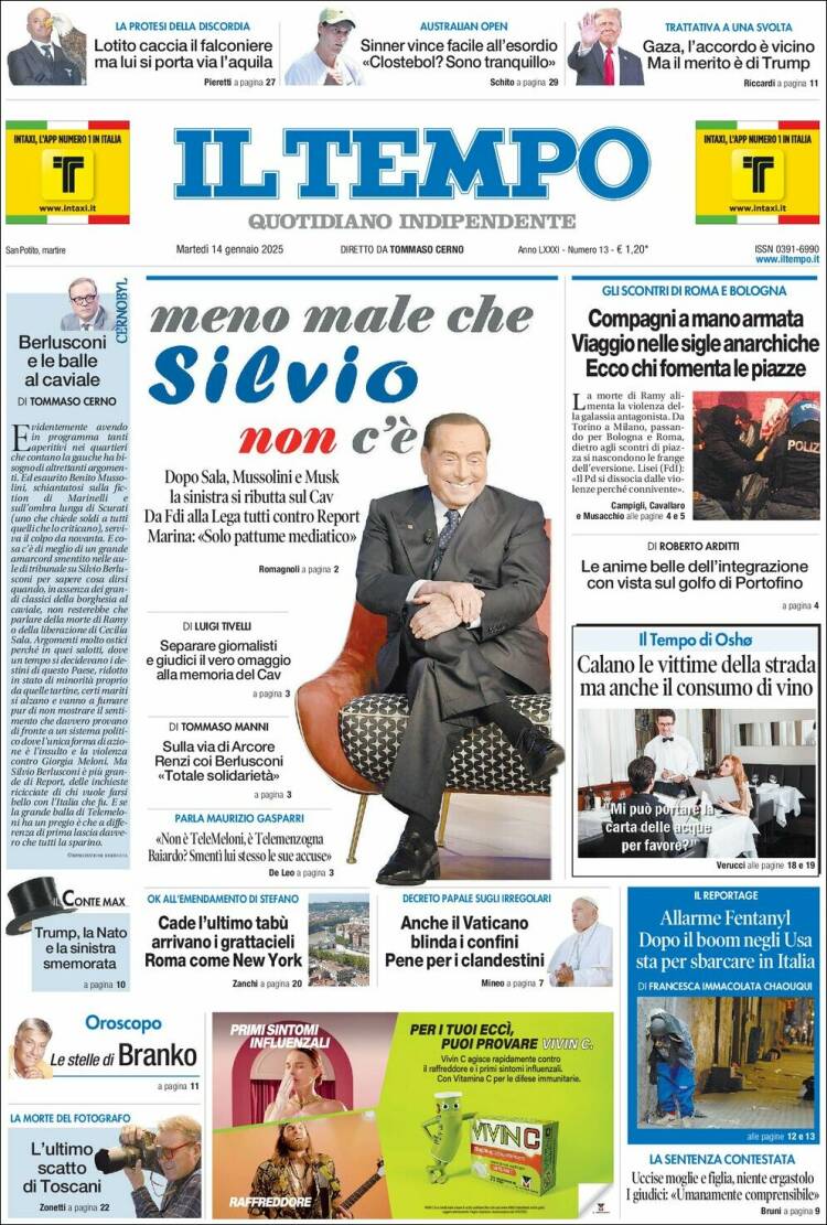 Portada de Il Tempo (Italia)