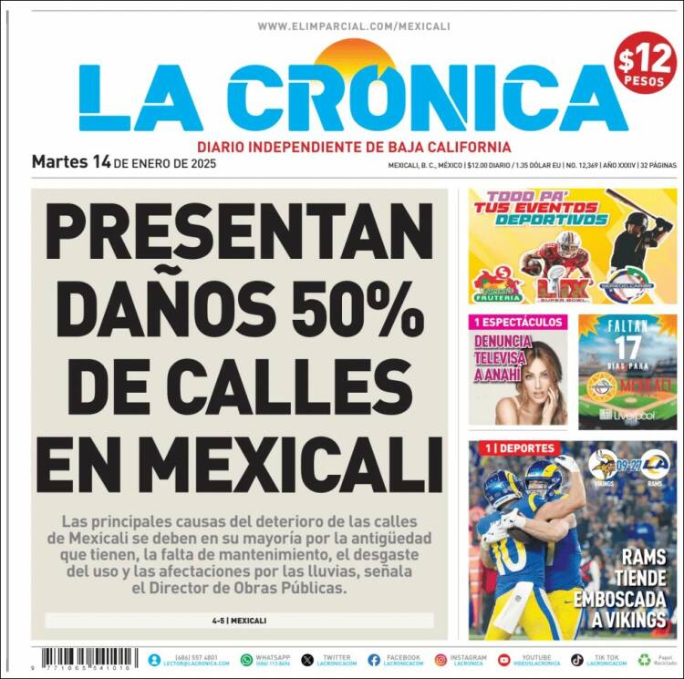 Portada de La Crónica de Baja California (México)