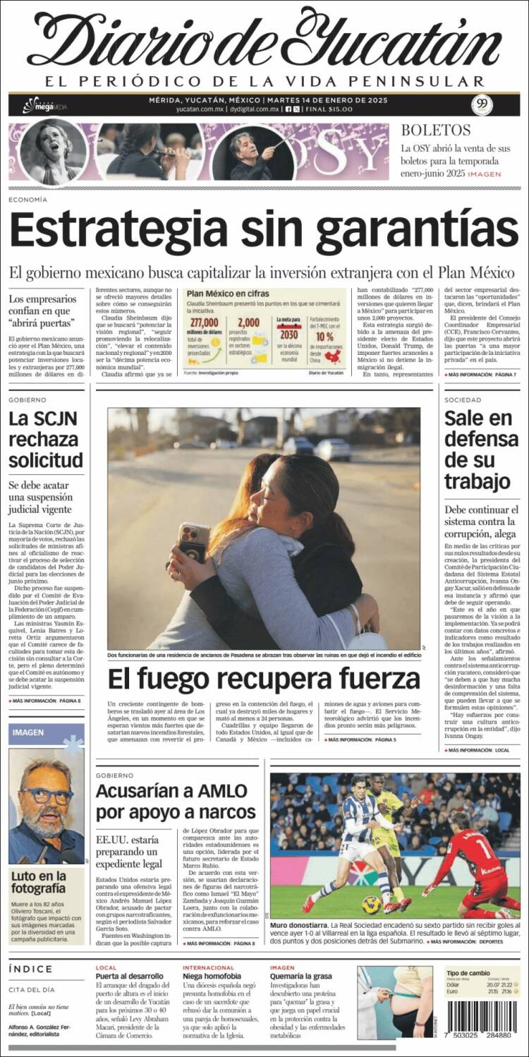 Portada de Diario de Yucatán (México)