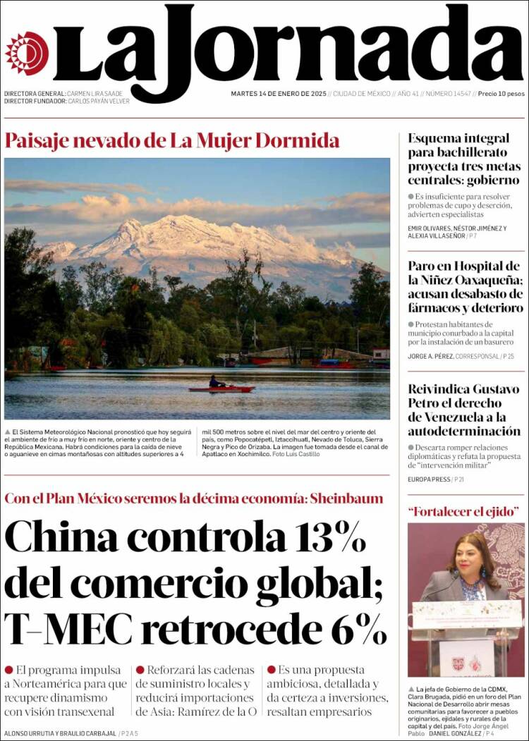 Portada de La Jornada (México)