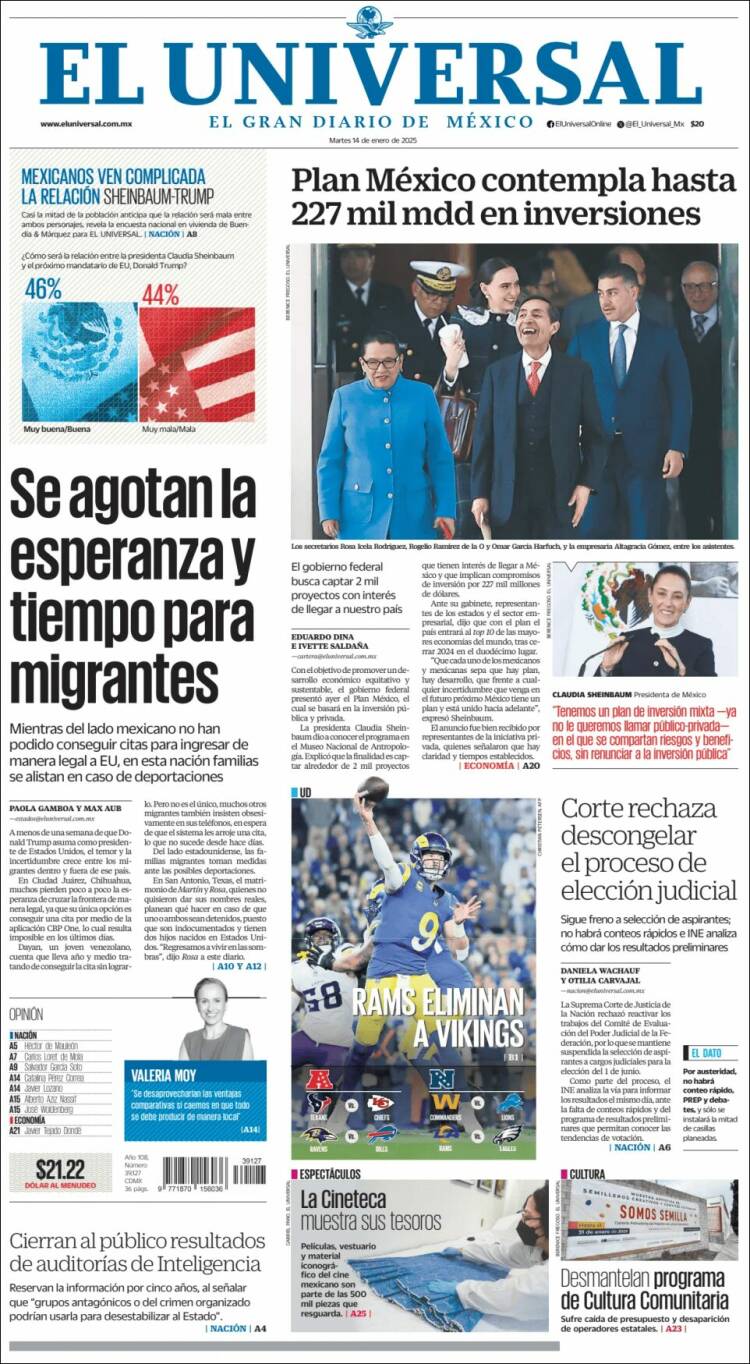 Portada de El Universal (México)