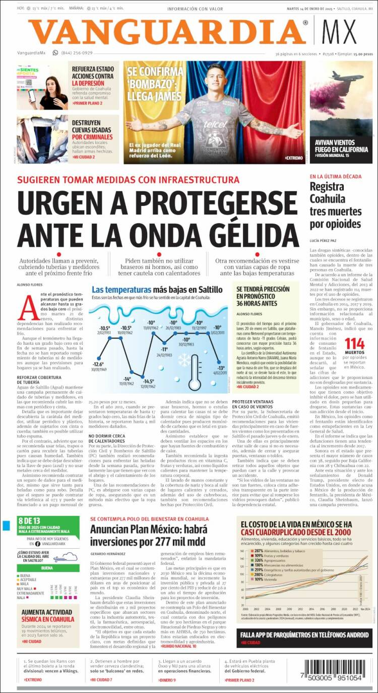 Portada de Vanguardia (México)