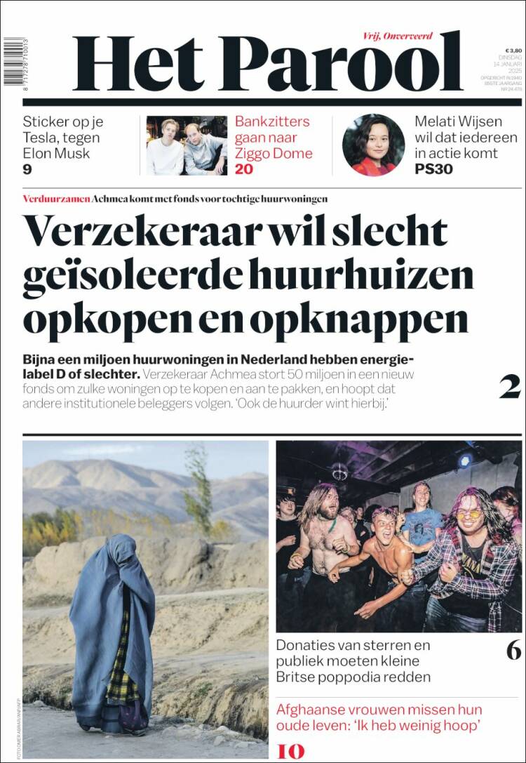 Portada de Het Parool (Pa&iacute;ses Bajos)