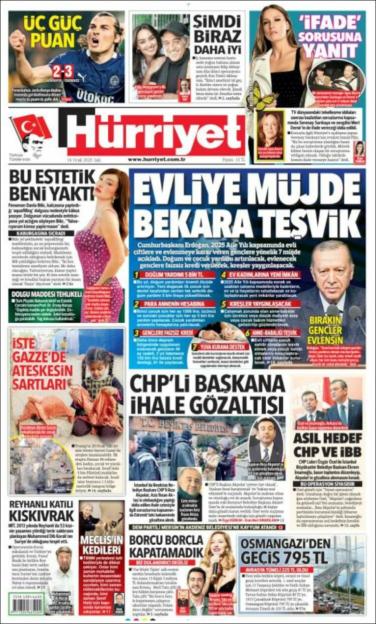 Portada de Hürriyet (Turqu&iacute;a)