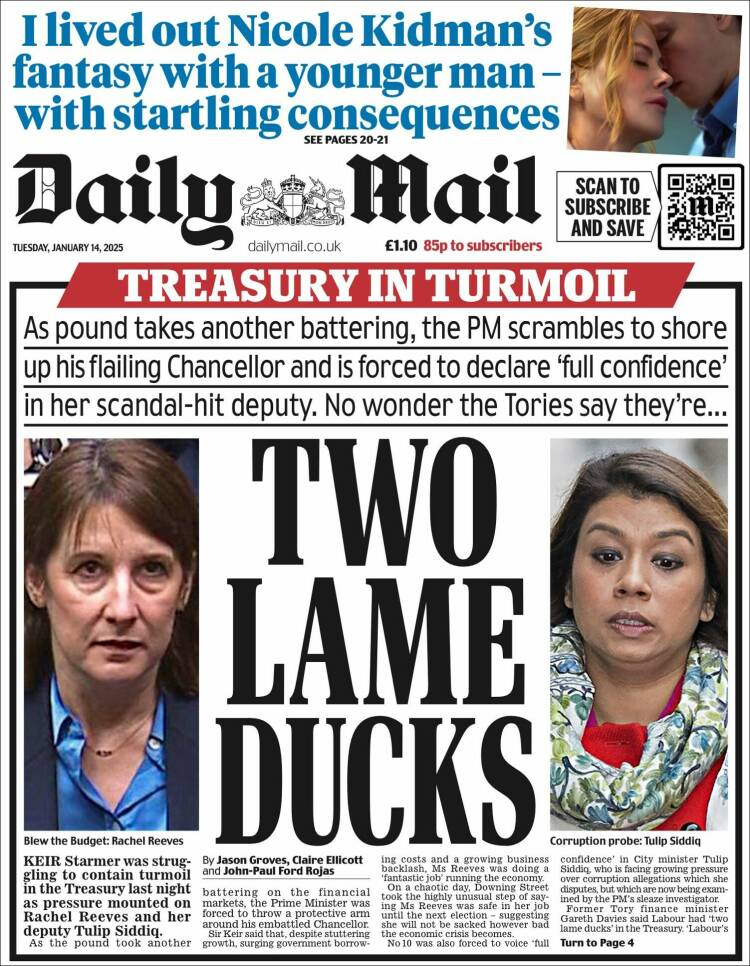 Portada de Daily Mail (Reino Unido)