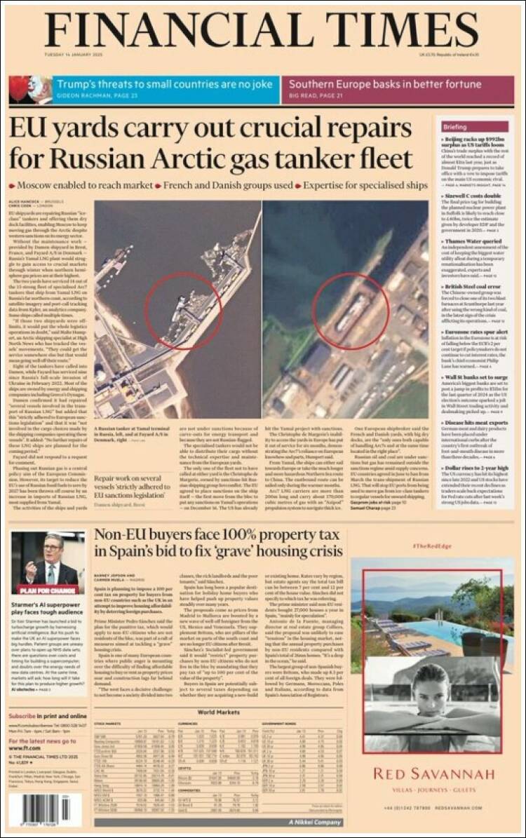 Portada de Financial Times (Reino Unido)