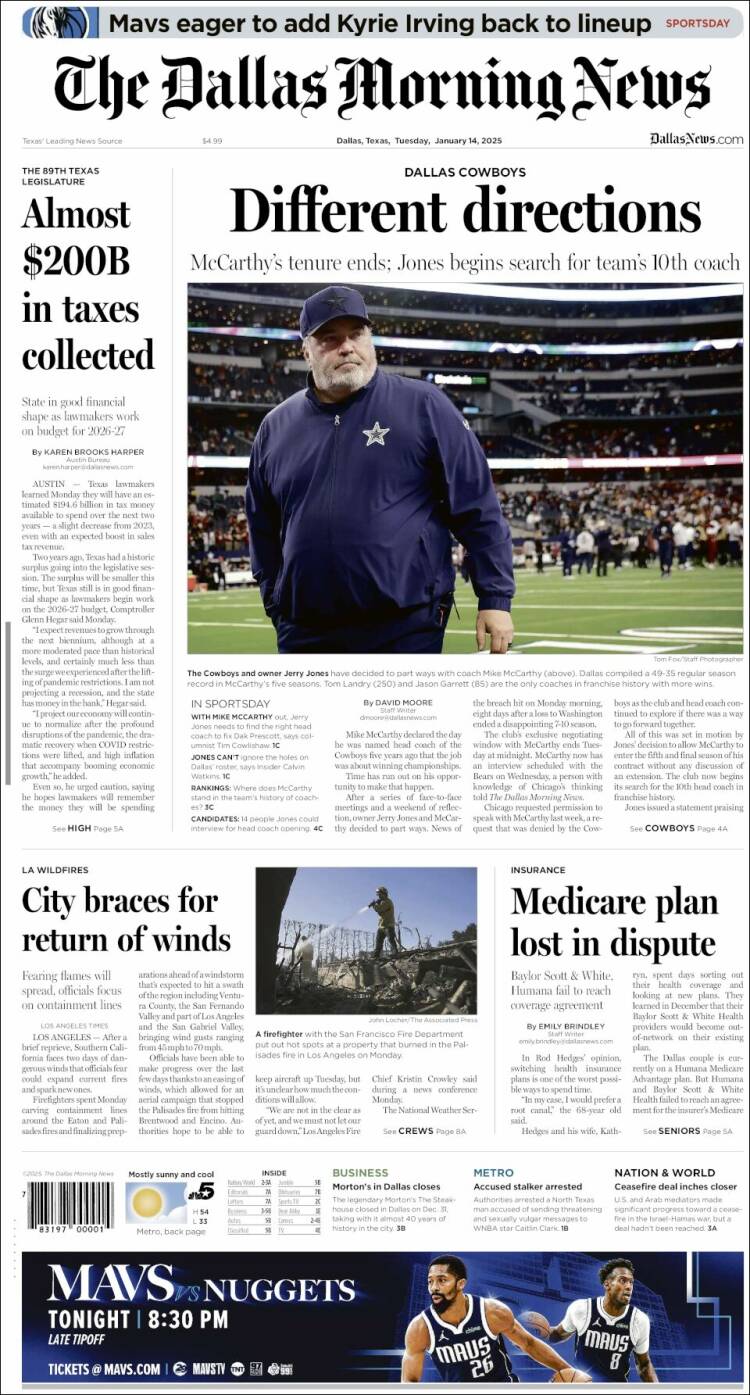 Portada de Dallas Morning News (USA)