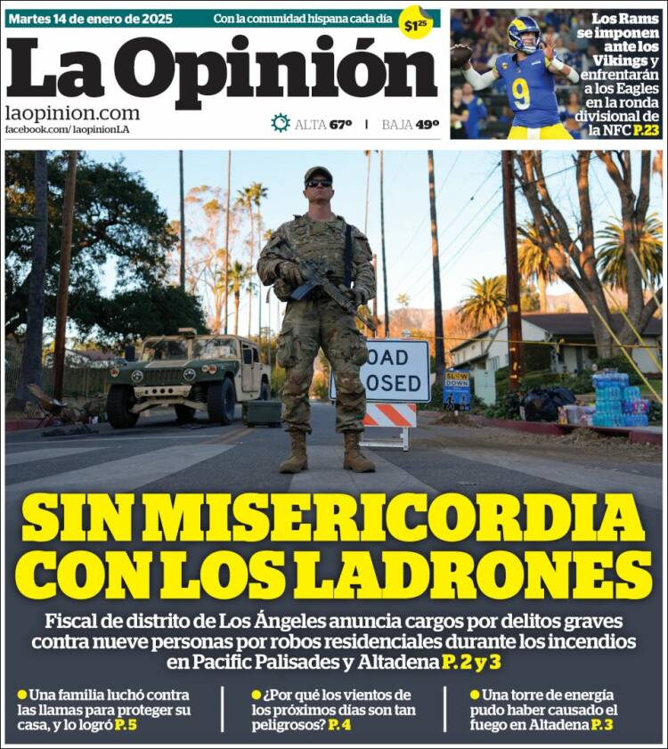 Portada de La Opinión (USA)