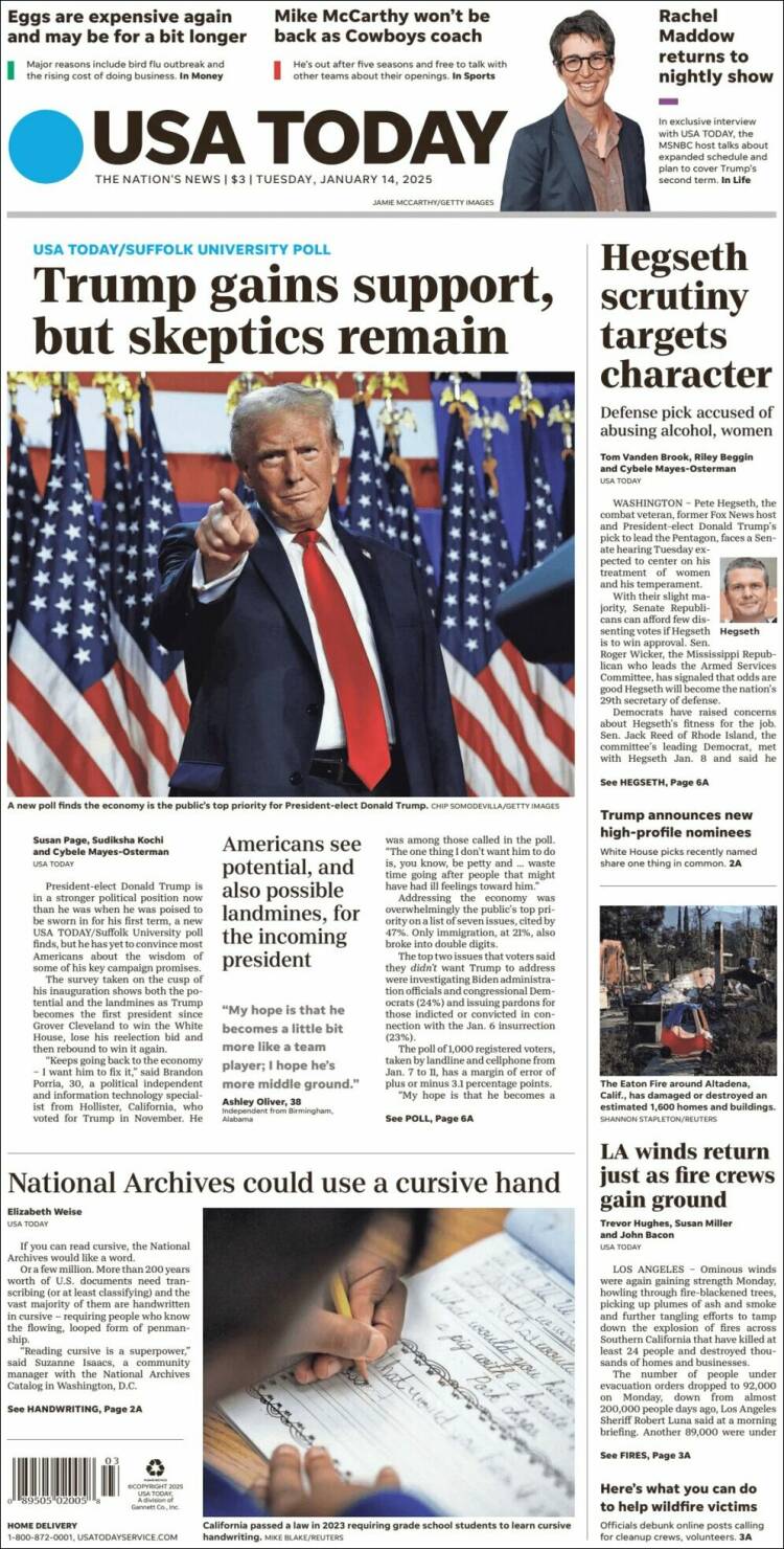 Portada de USA Today (USA)