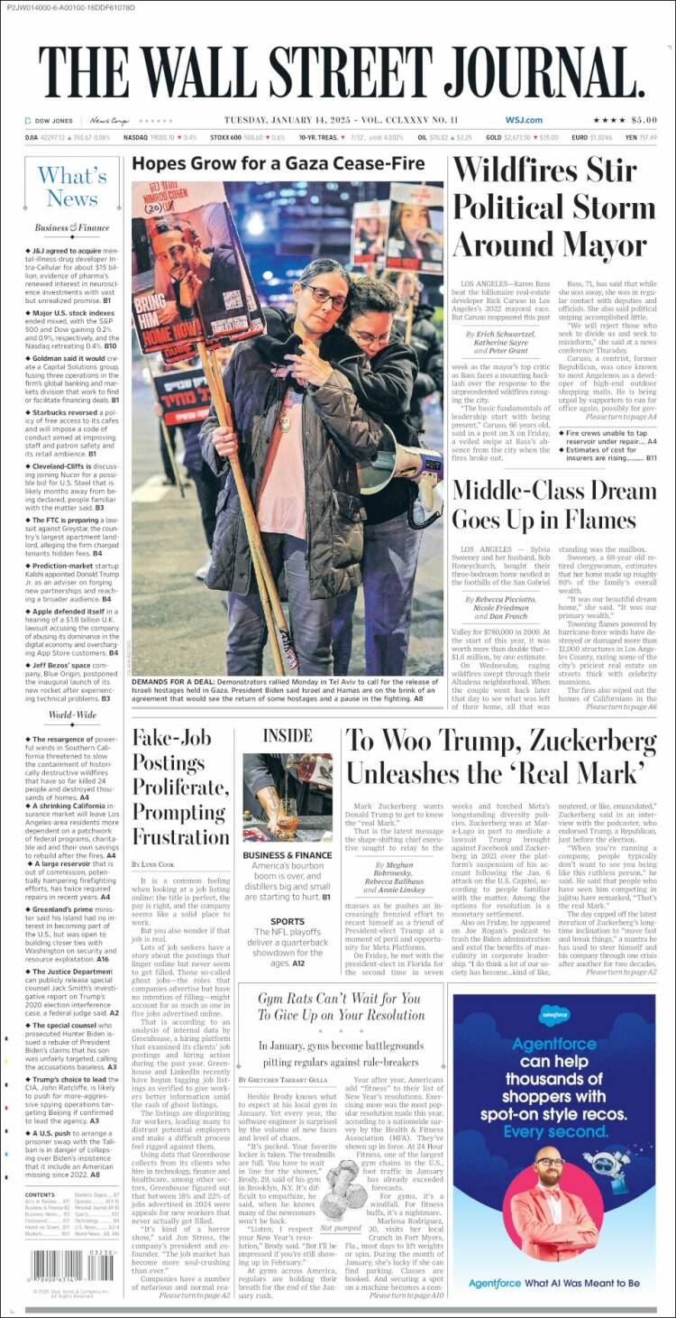 Portada de Wall Street Journal (USA)