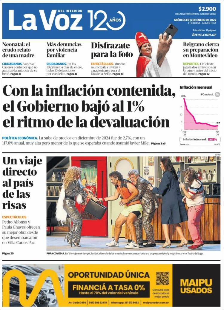 Portada de La Voz del Interior (Argentina)