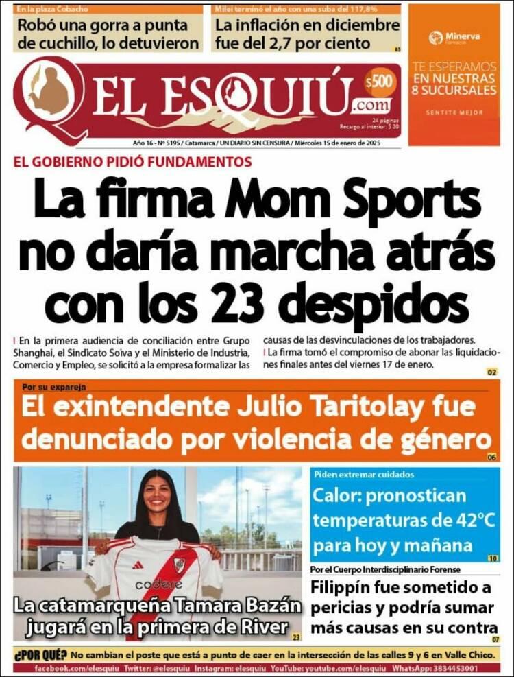 Portada de El Esquiu (Argentina)