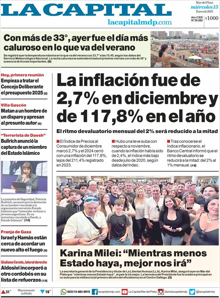 Portada de Diario La Capital - Mar del Plata (Argentina)