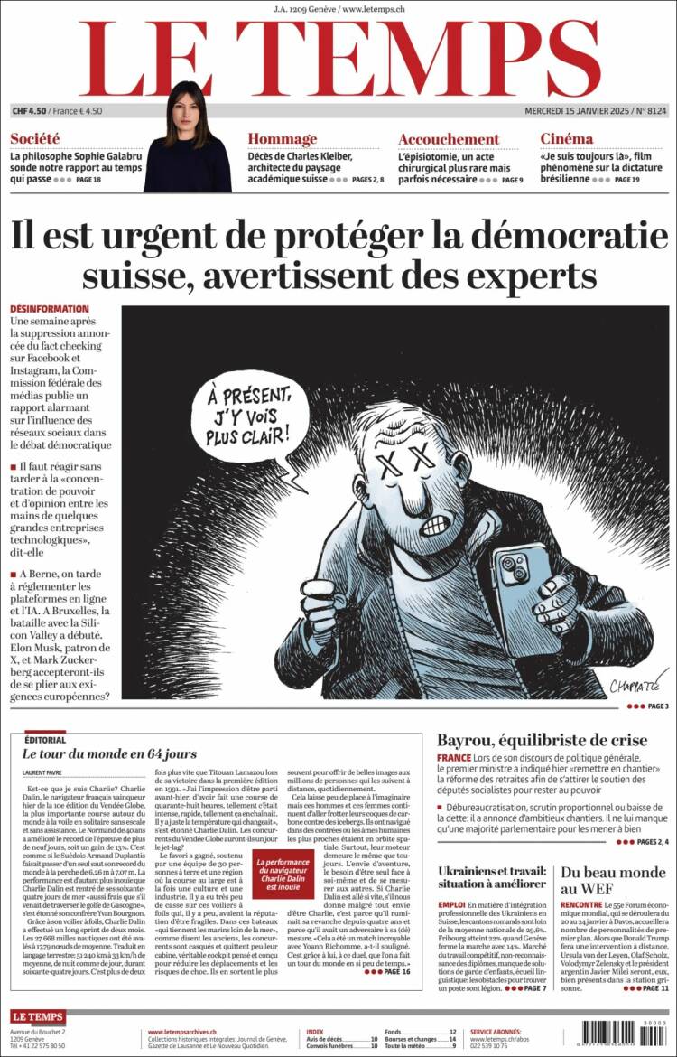 Portada de Le Matin (Suiza)