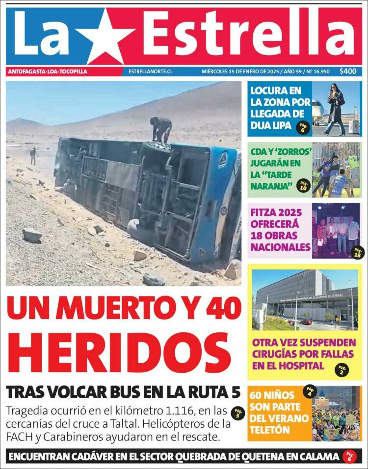 Portada de La Estrella de Tocopilla (Chile)