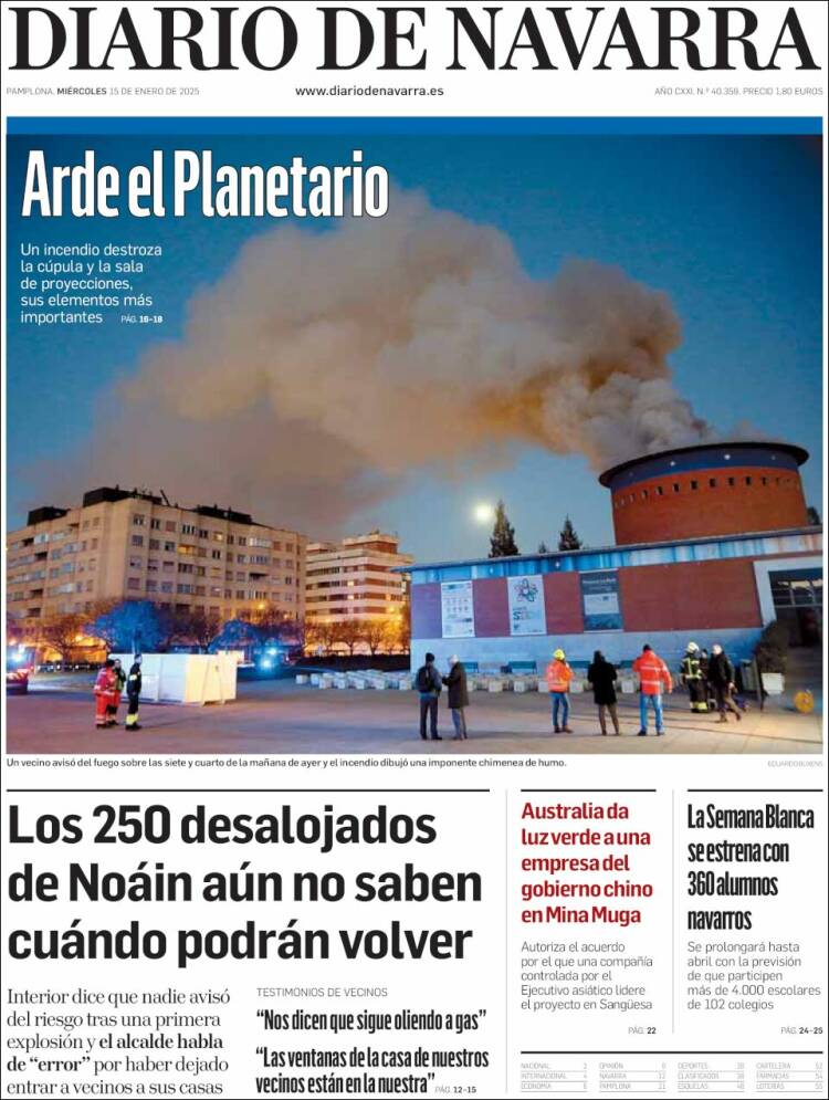 Portada de Diario de Navarra (España)