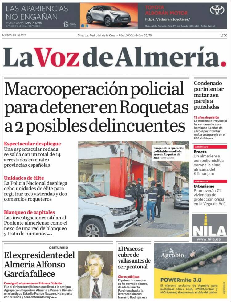 Portada de La Voz de Almería (España)