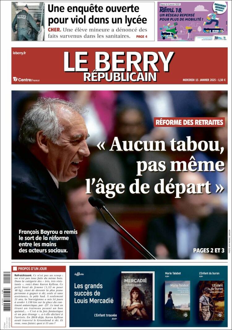 Portada de Berry Republicain (Francia)