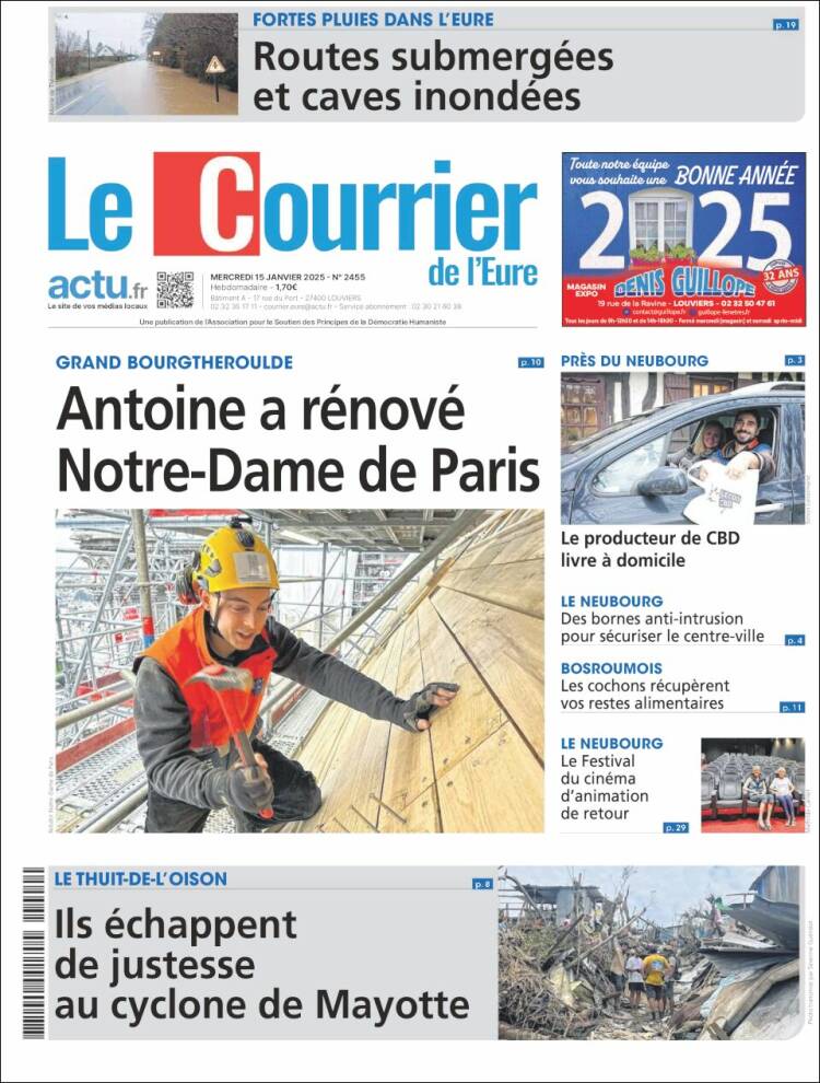 Portada de Le Courrier de l'Ouest (Francia)