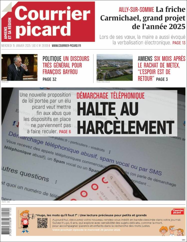 Portada de Courrier Picard (Francia)