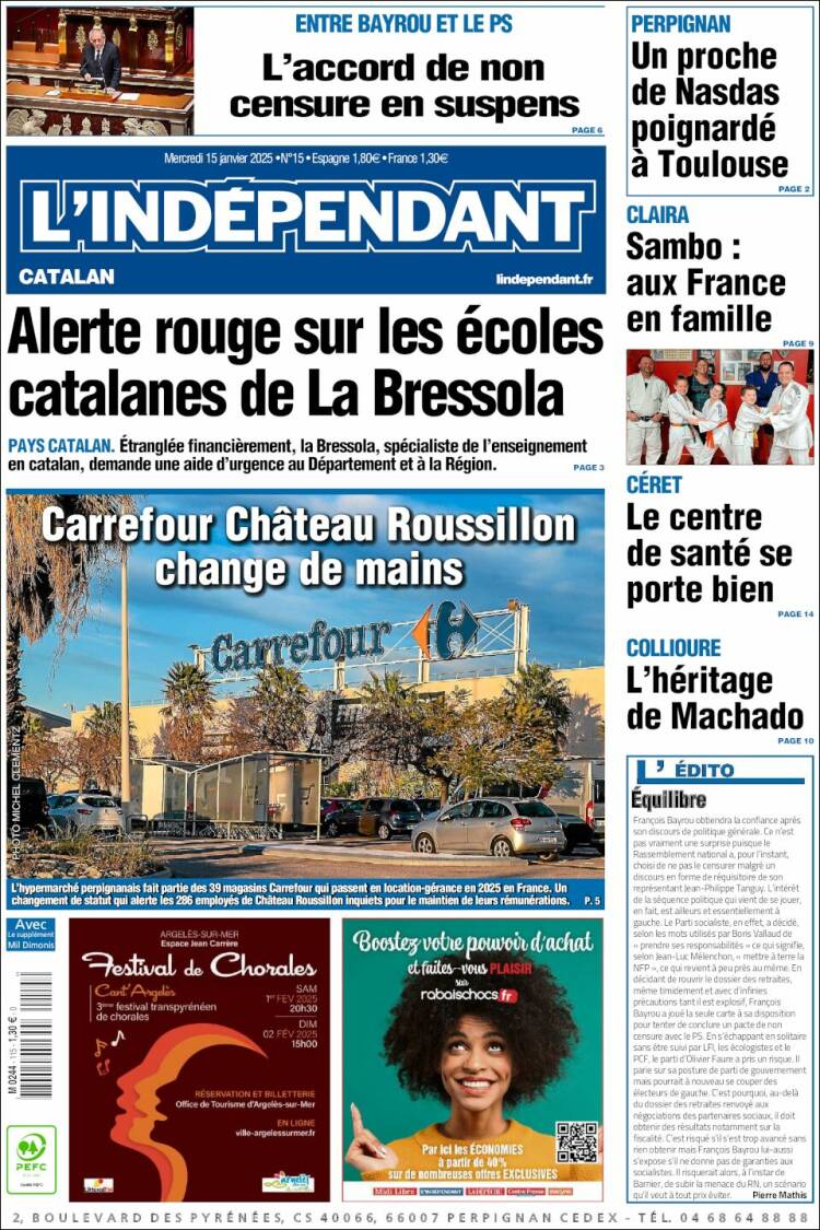 Portada de Le Indépendant (Francia)