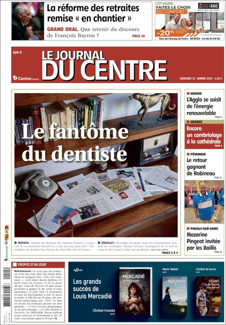 Portada de Le Journal du Centre (Francia)