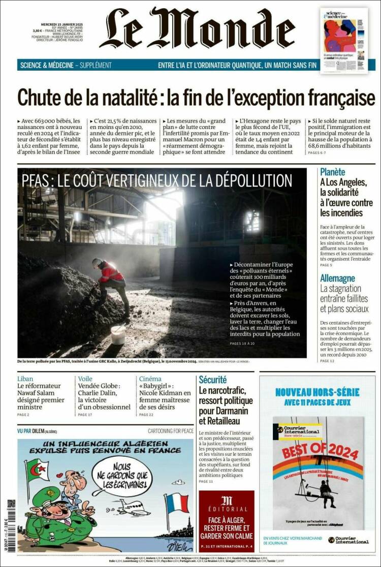 Portada de Le Monde (Francia)