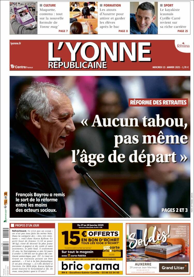 Portada de L'Yonne-Républicaine (Francia)