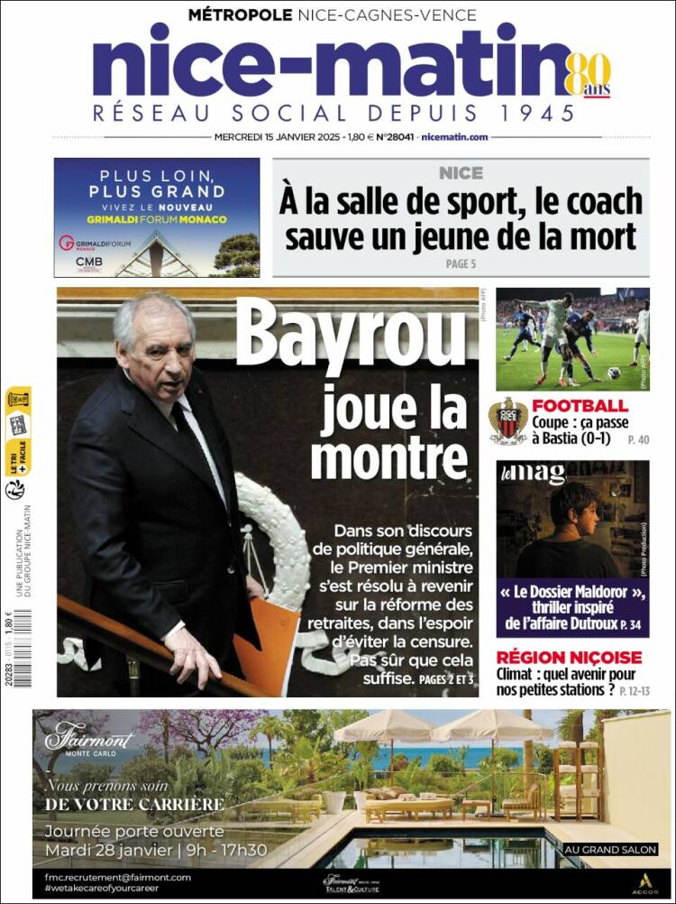 Portada de Nice-Matin (Francia)