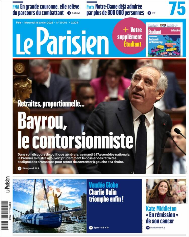 Portada de Le Parisien (Francia)