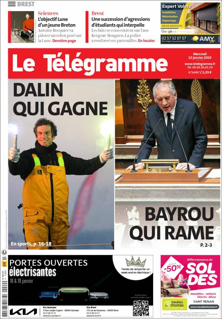 Portada de Télégramme (Francia)