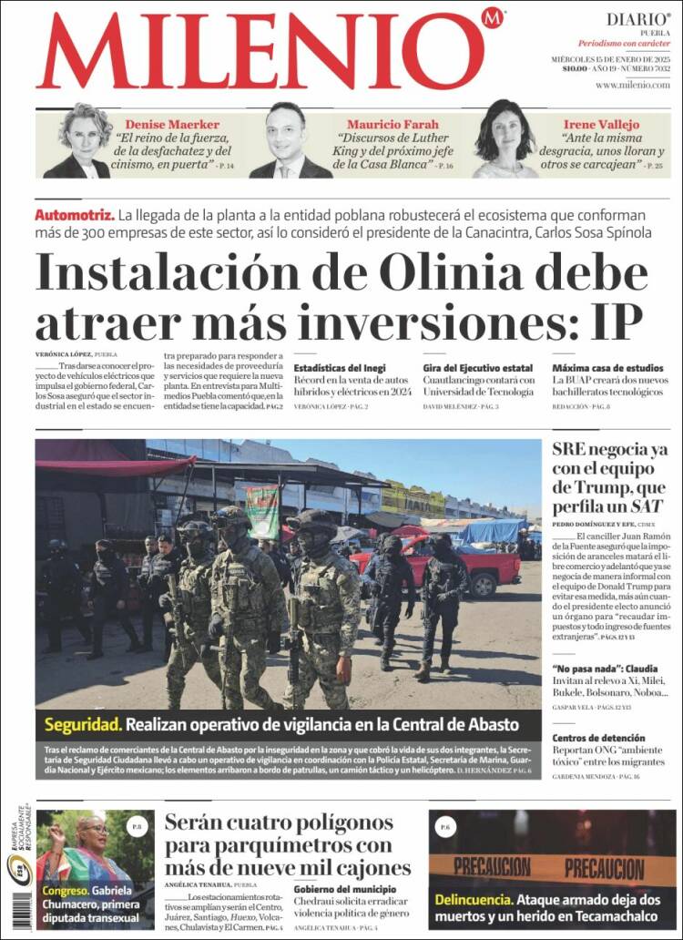 Portada de Milenio de Puebla (México)