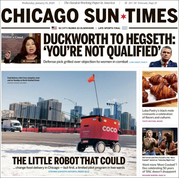 Portada de Chicago Sun-Times (USA)