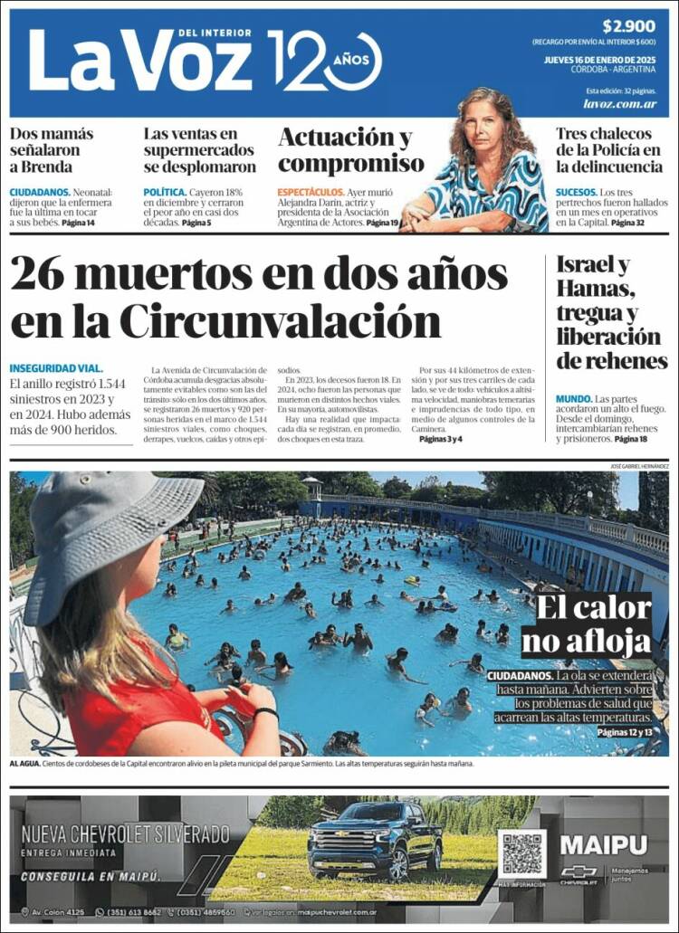 Portada de La Voz del Interior (Argentina)