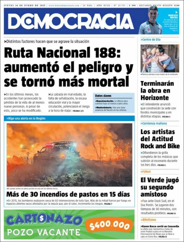 Portada de Diario Democracia (Argentina)